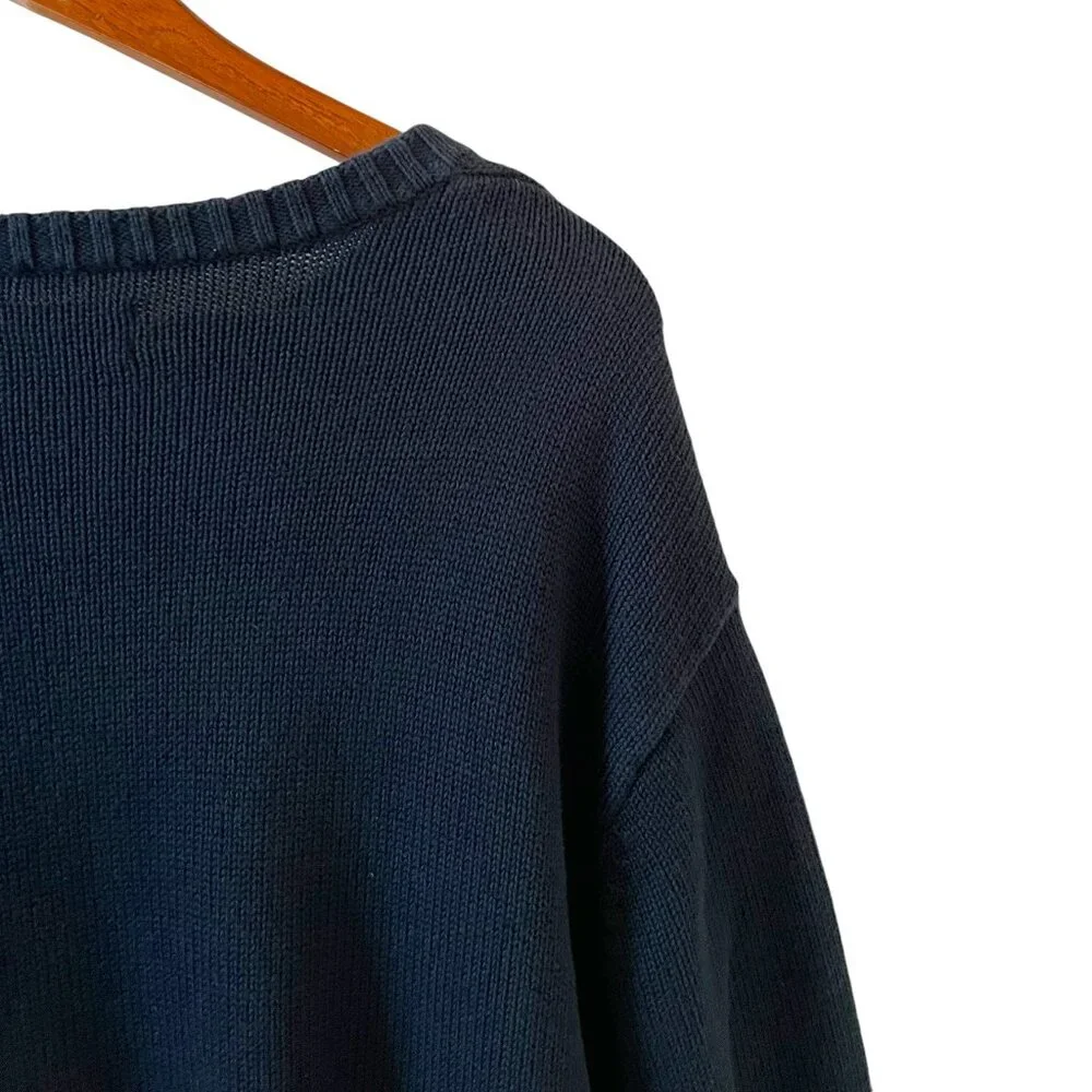 Chaps Navy Crewneck Sweater with American Flag - Picture 9 of 11
